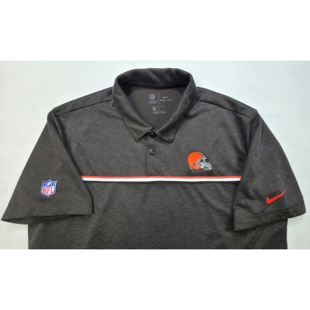 Nike On Field Dri-Fit Cleveland‎ Browns Polo Shirt Mens L LIMTED USE Embroidered